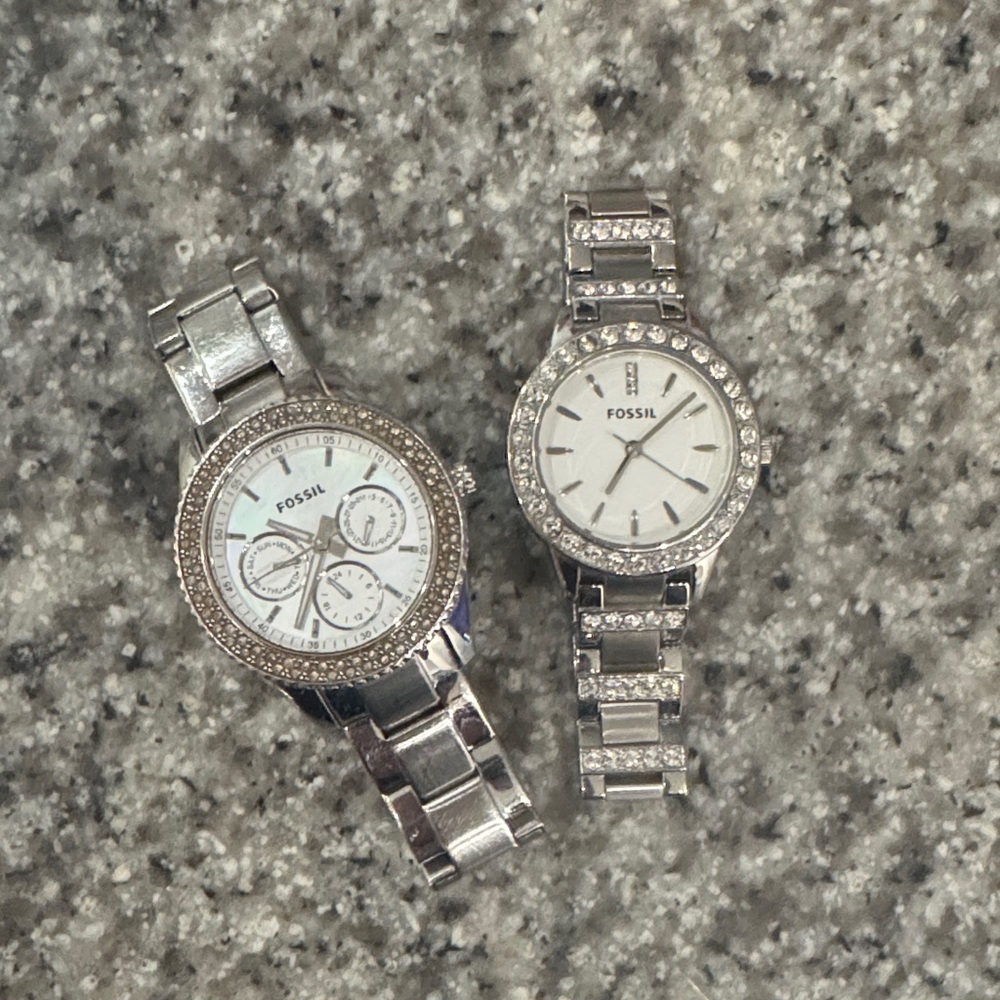 Fossil Women's Silver-Tone Watches with Crystal Accents